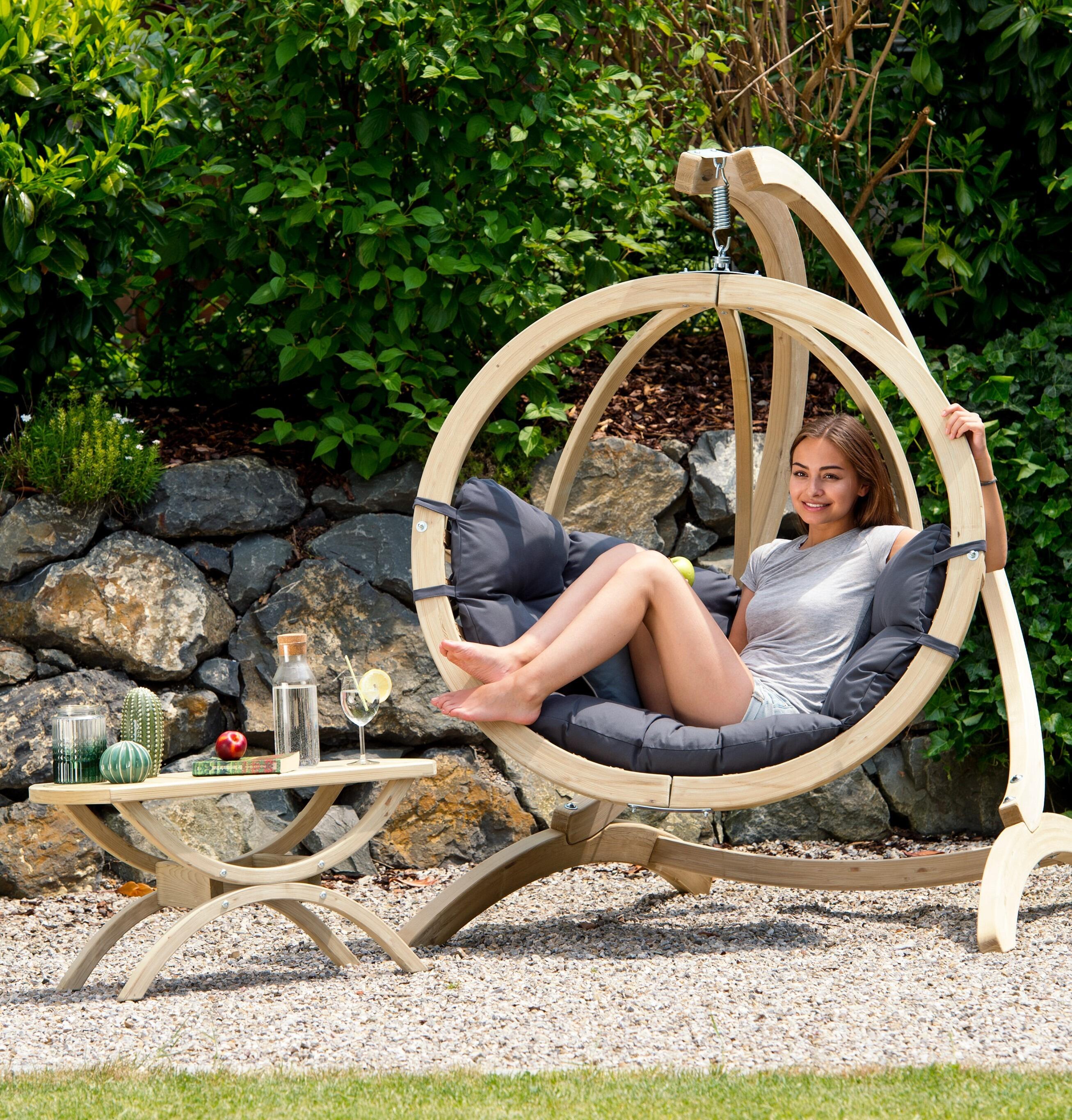 hardwood garden hanging chair fixing modern indoor outdoor globo