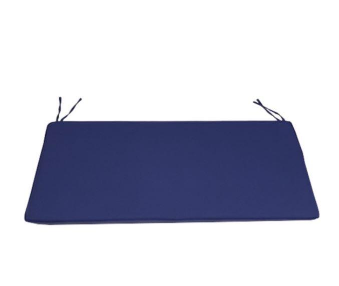 blue poly cotton weather resistant bench seat cushion