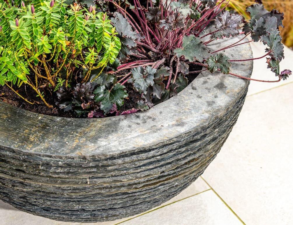 modern slate garden planter natural stone layered outdoor use
