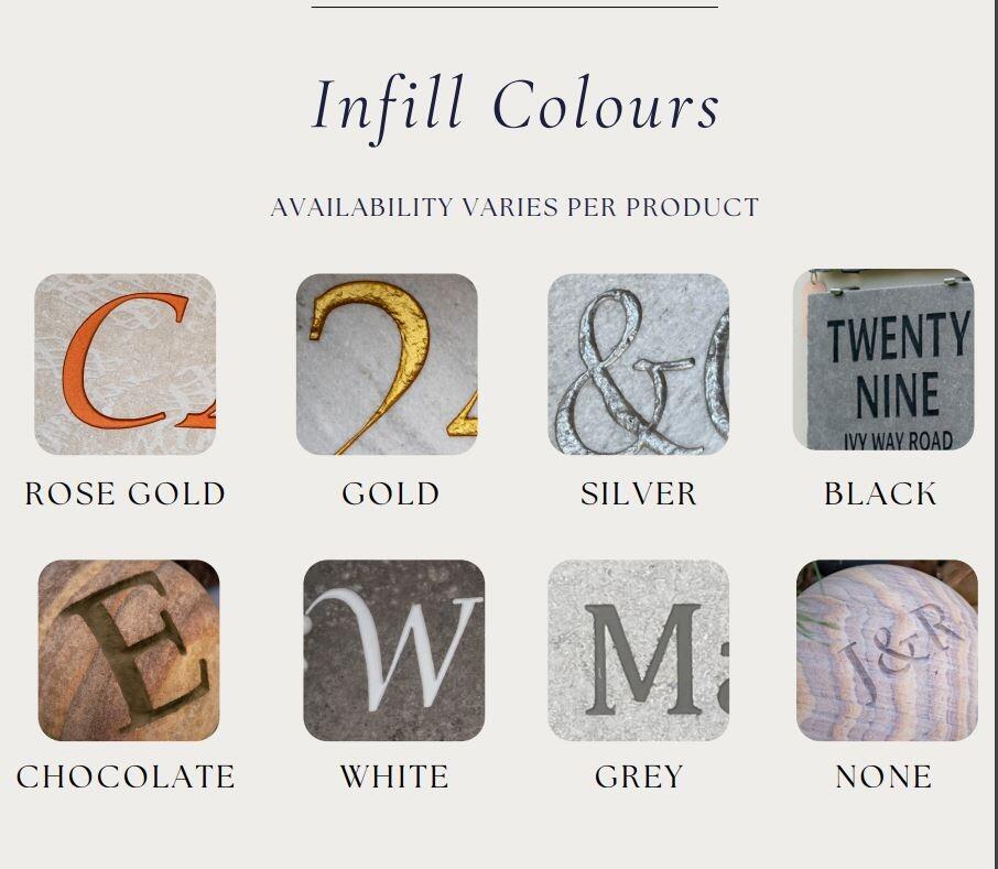 colour infills for house sign gifts bespoke engraved letters wall hung name plaque