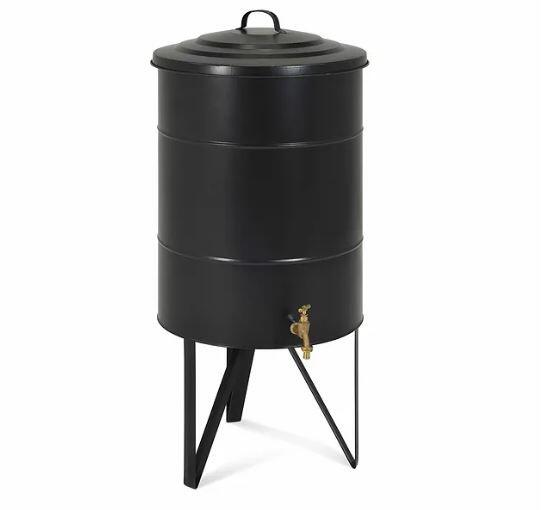 mnodern water butt grey galvanised metal 100 litre modern garden rainwater collection