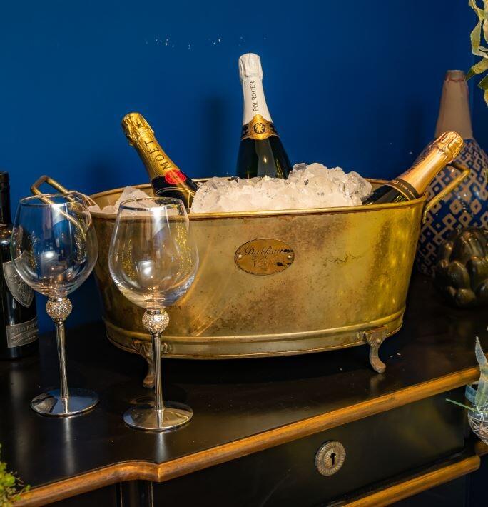 brass champagne bucket large metal zinc vintage aged effect modern drinks bucket bottles wine