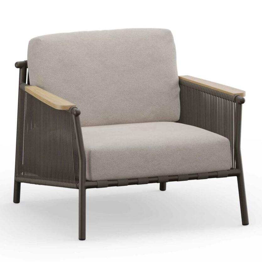 all weather rope weave aluminium garden lounge armchair deep seat cushions sunbrella scoop