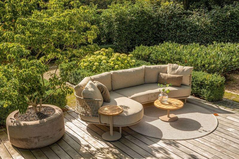 modern garden rope weave sofa chaise longue all weather fabric cushions