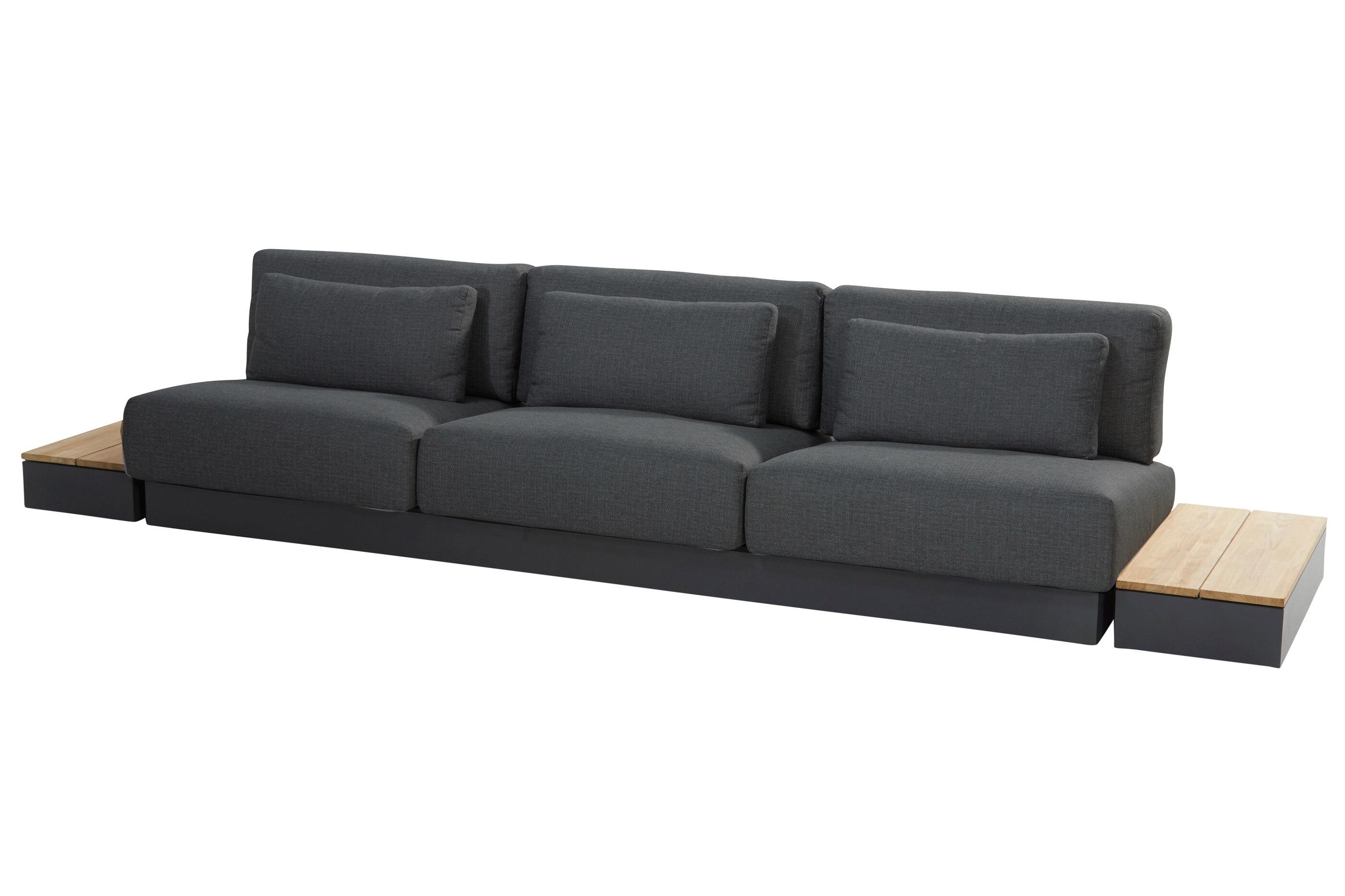2 seater garden sofa in all weather grey fabric deep cushions on aluminium frame patio outdoor ibiza