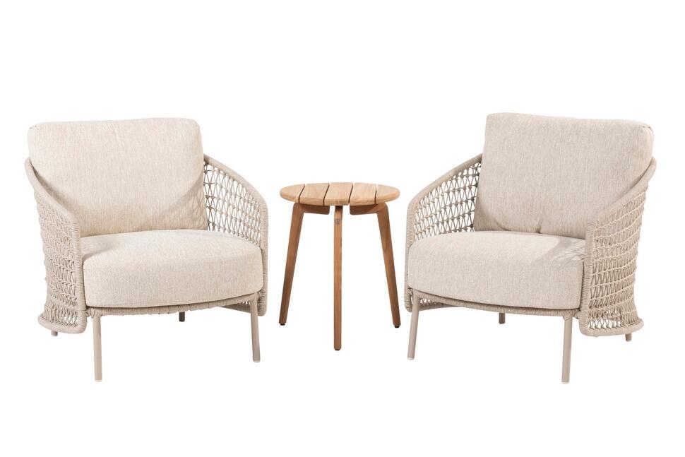 relaxing garden armchairs set modern outdoor all weather rope weave seating in latte