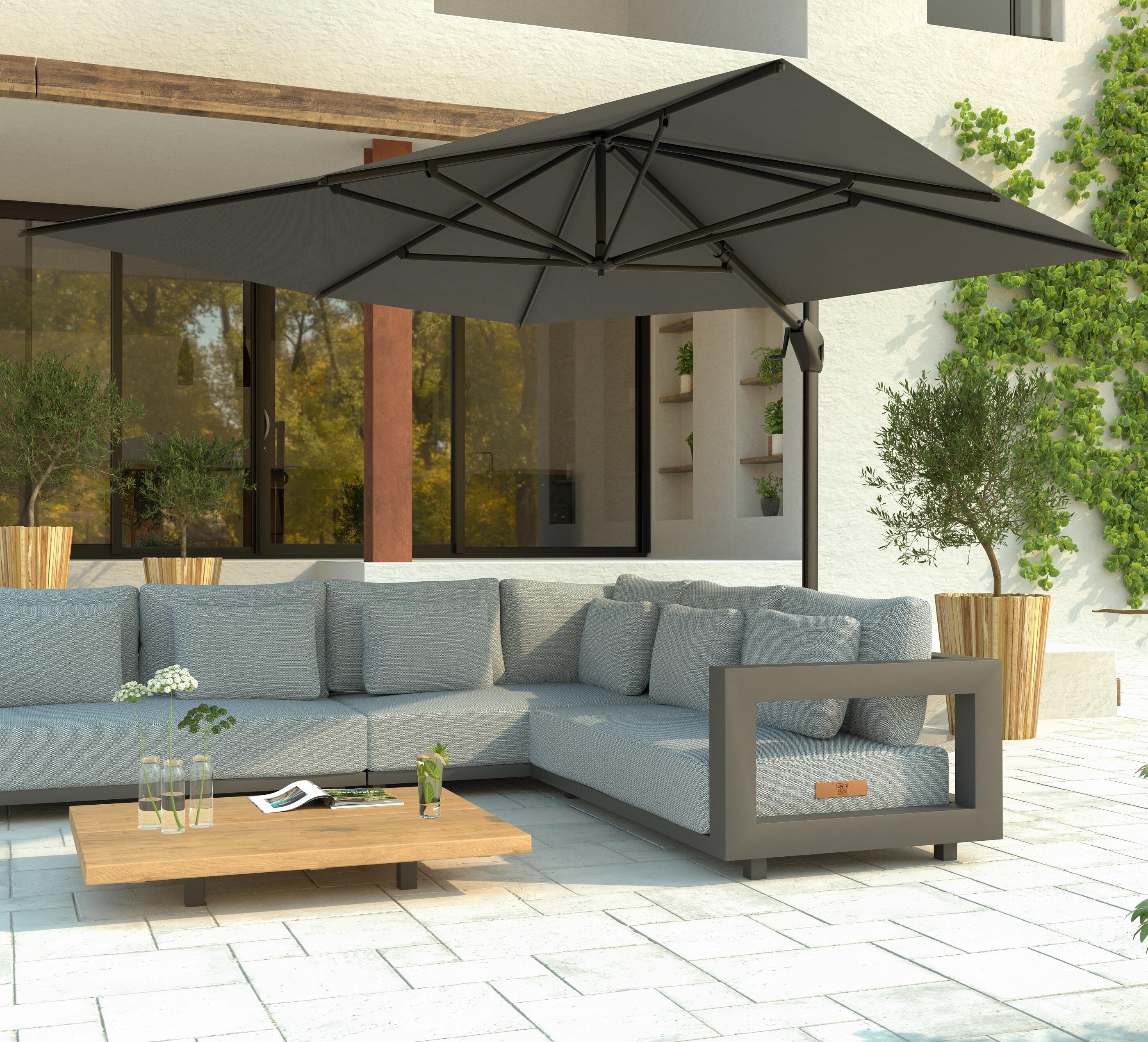 cantilever garden parasol large 4 x 3 metre modern garden patio shade charcoal aluminium hacienda