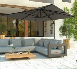 cantilever garden parasol large 4 x 3 metre modern garden patio shade charcoal aluminium hacienda
