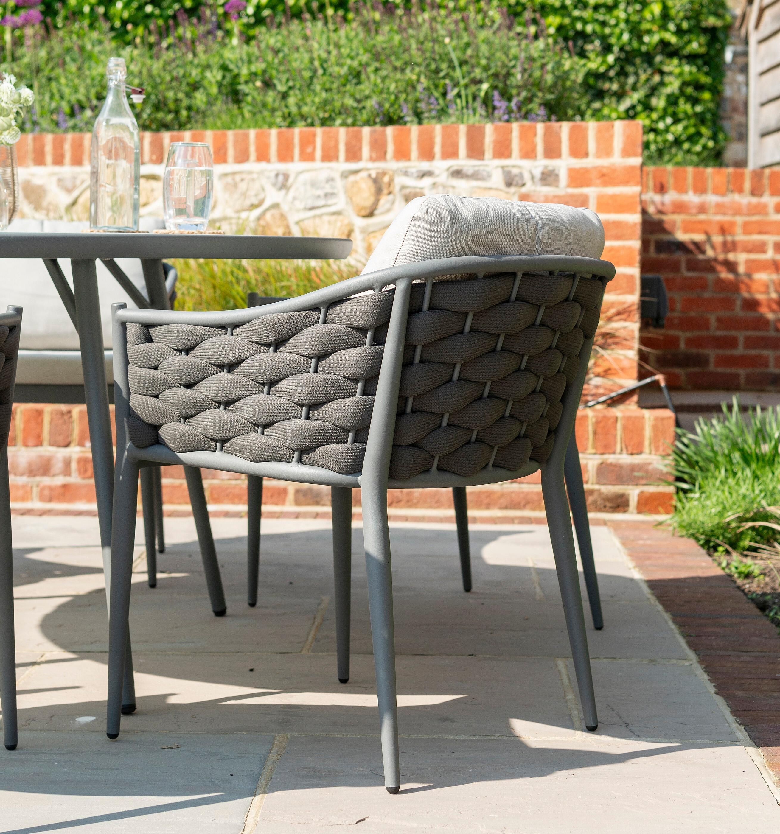 garden dining furniture wide rope weave all weather patio dining chairs grey torino