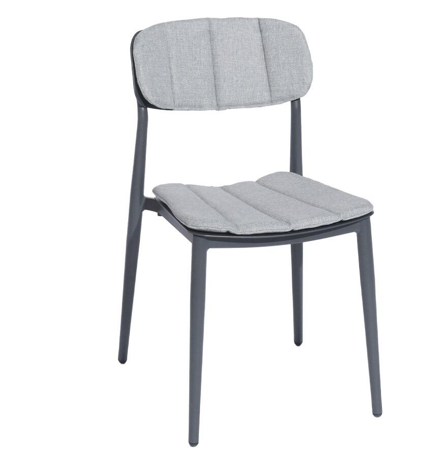 modern garden all weather grey aluminium dining side chairs and cushions rimini