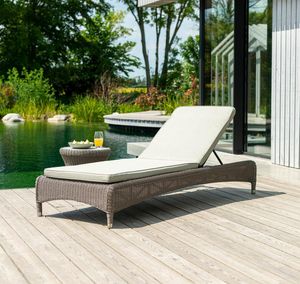 rattan garden sun lounger sunbed all weather wicker weave hazelmere with cushion