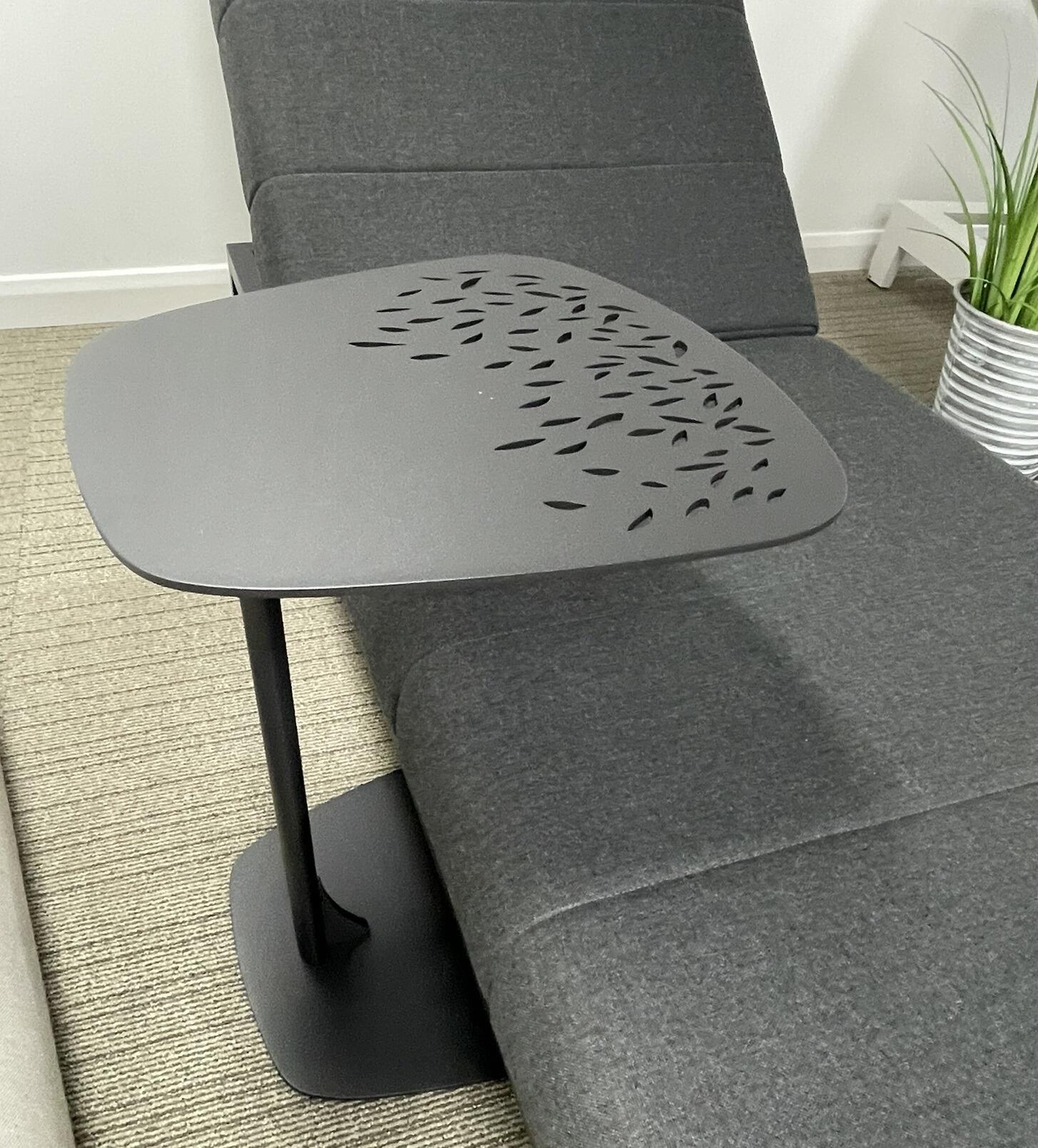 sunbed table sun lounger side table in grey aluminium for garden and patio use leaf design