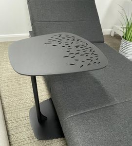 sunbed table sun lounger side table in grey aluminium for garden and patio use leaf design