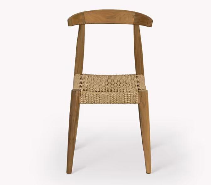modern mid century garden patio dining chair in reclaimed teak hawthorne with rattan weave seat all weather