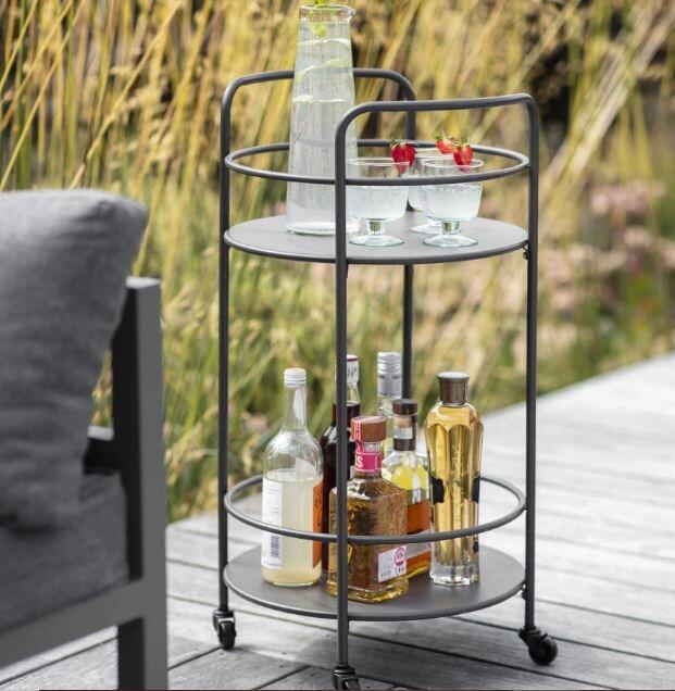 grey metal modern drinks trolley for indoor or outdoor garden use rive droite