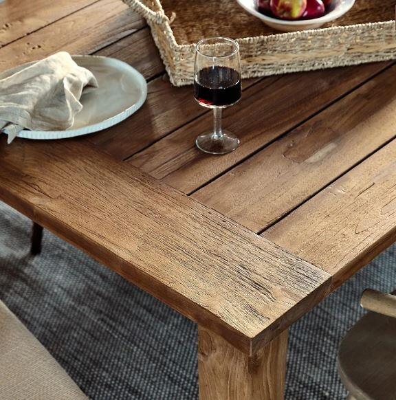 st mawes teak garden dining table reclaimed hardwood detail infill