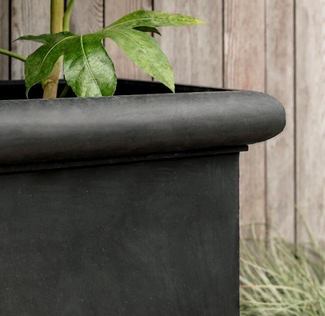 modern tall black metal garden planter steel portway outdoor indoor patio use