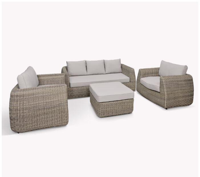 modern rattan garden lounge sofa set skala all weather weave in stone with deep cushions indoor outdoor