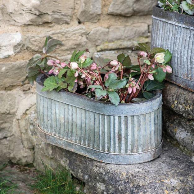 vintage dolly tub garden planters ribbed steel metal vence outdoor patio pots