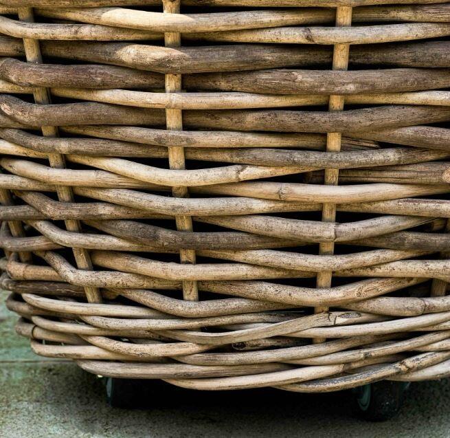 all weather rattan weave garden planter on wheels