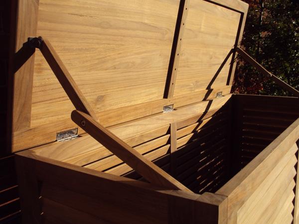 teak garden storage box garden outdoor use hinged lid detail