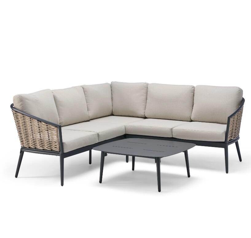 rattan corner sofa garden lounge all weather aluminium and weave and cushions pavilion