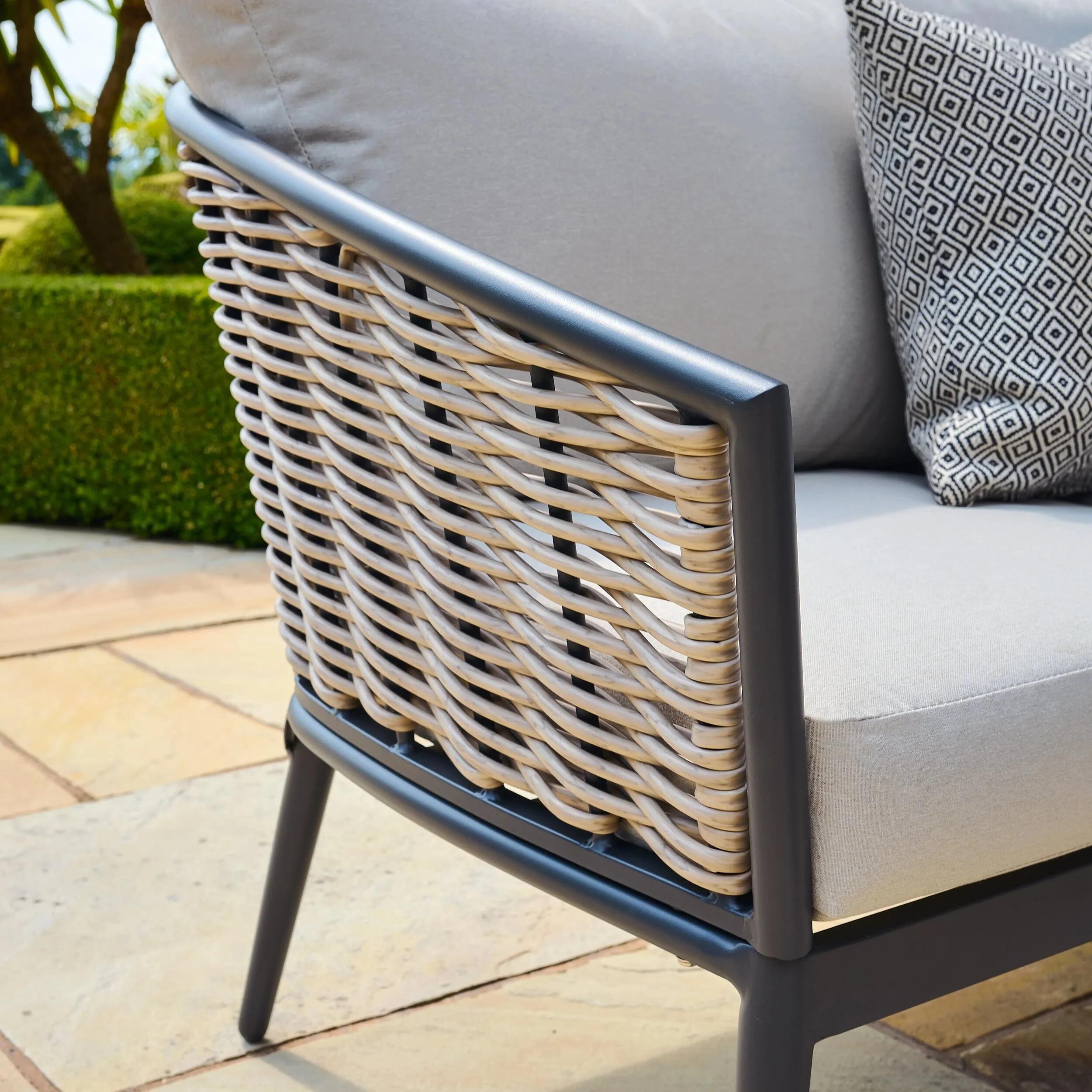 pavilion garden lounge and low dining outdoor patio furniture set aluminium and all weather rattan weave