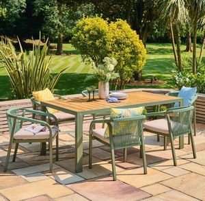 genoa all weather rope weave garden dining table and chairs modern patio outdoor furniture