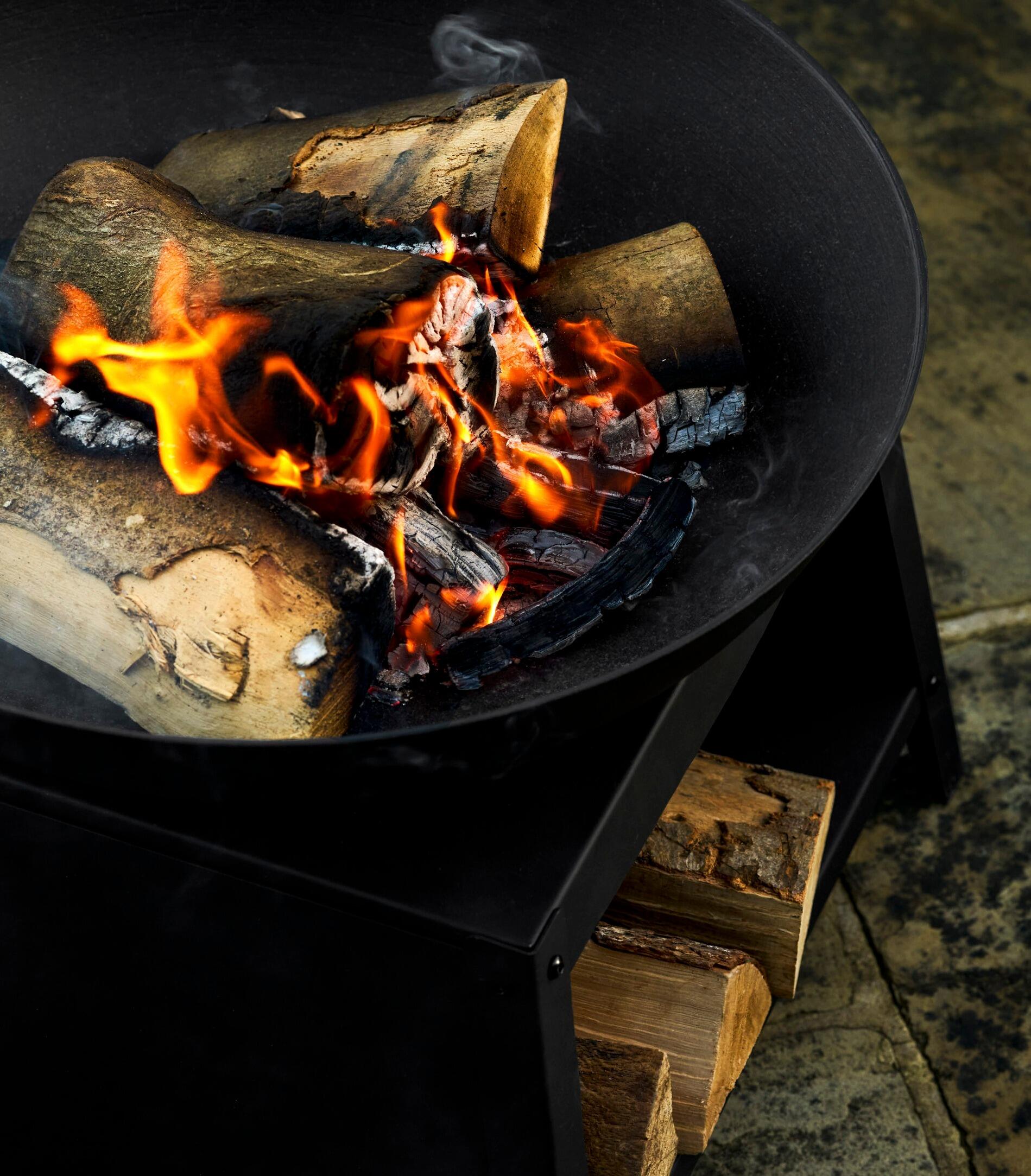 modern garden fire pit log store patio outdoor modern square sarsden firepit bowl