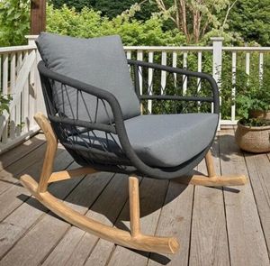 garden rocker chair teak and all weather rope rocking chair grey outdoor indoor patio use vienna