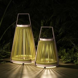 solar garden lamp outdoor lighting apollo aluminium rope weave ambient lighting all weather green