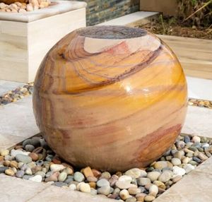 rainbow sandstone modern garden fountain water feature luxury stone outdoor sculpture bliss