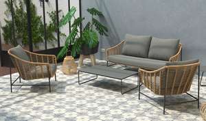 rope weave all weather garden lounge sofa and armchairs