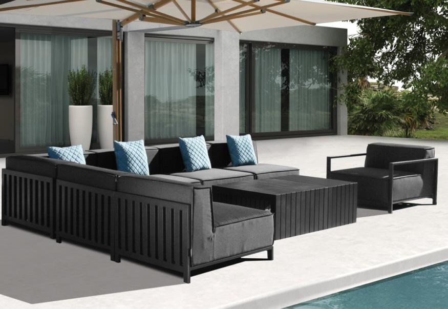 modular weatherproof fabric garden lounge set charcoal sofa set