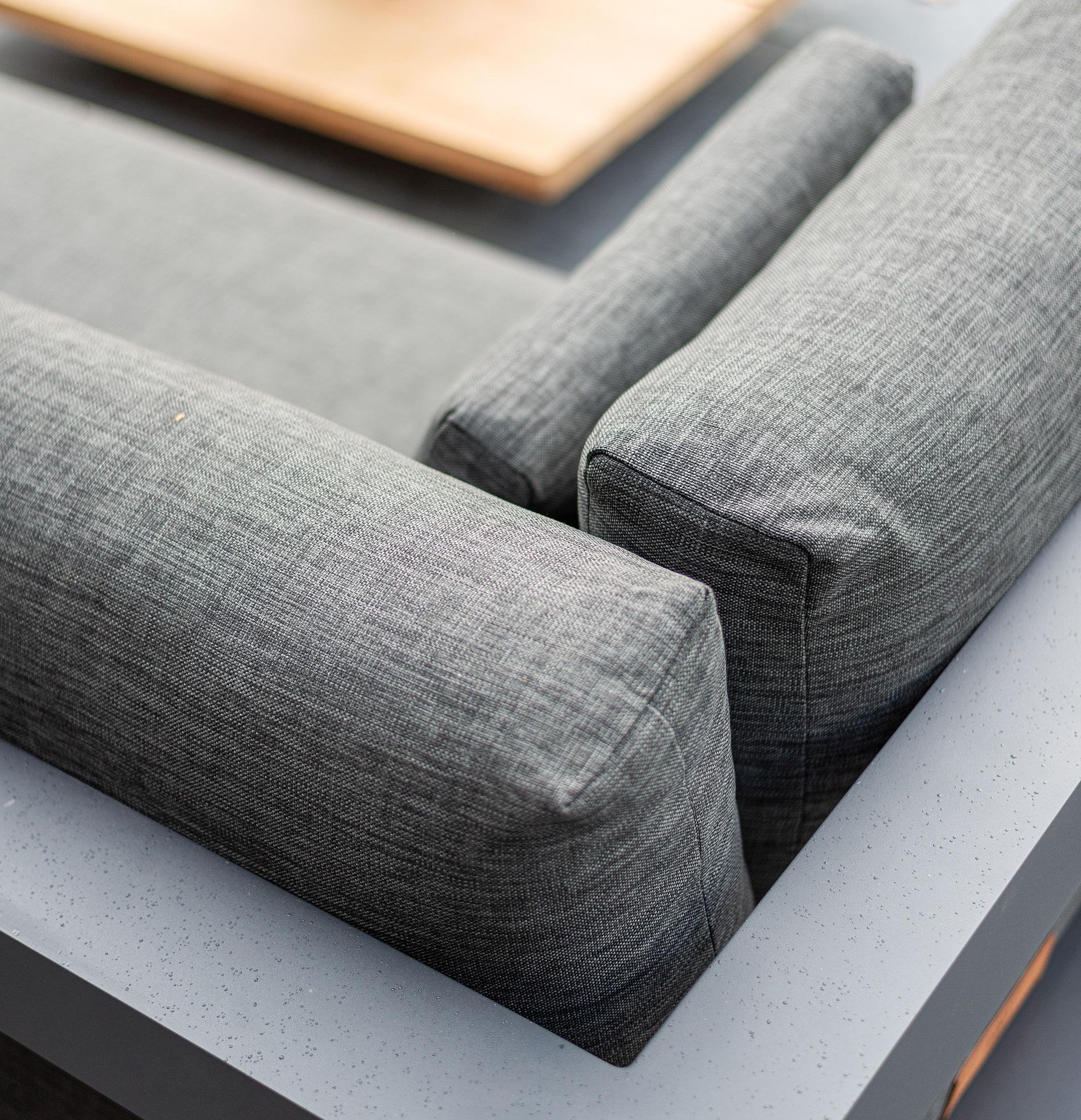 aluminium lounge furniture in grey aluminium detail corner and cushions