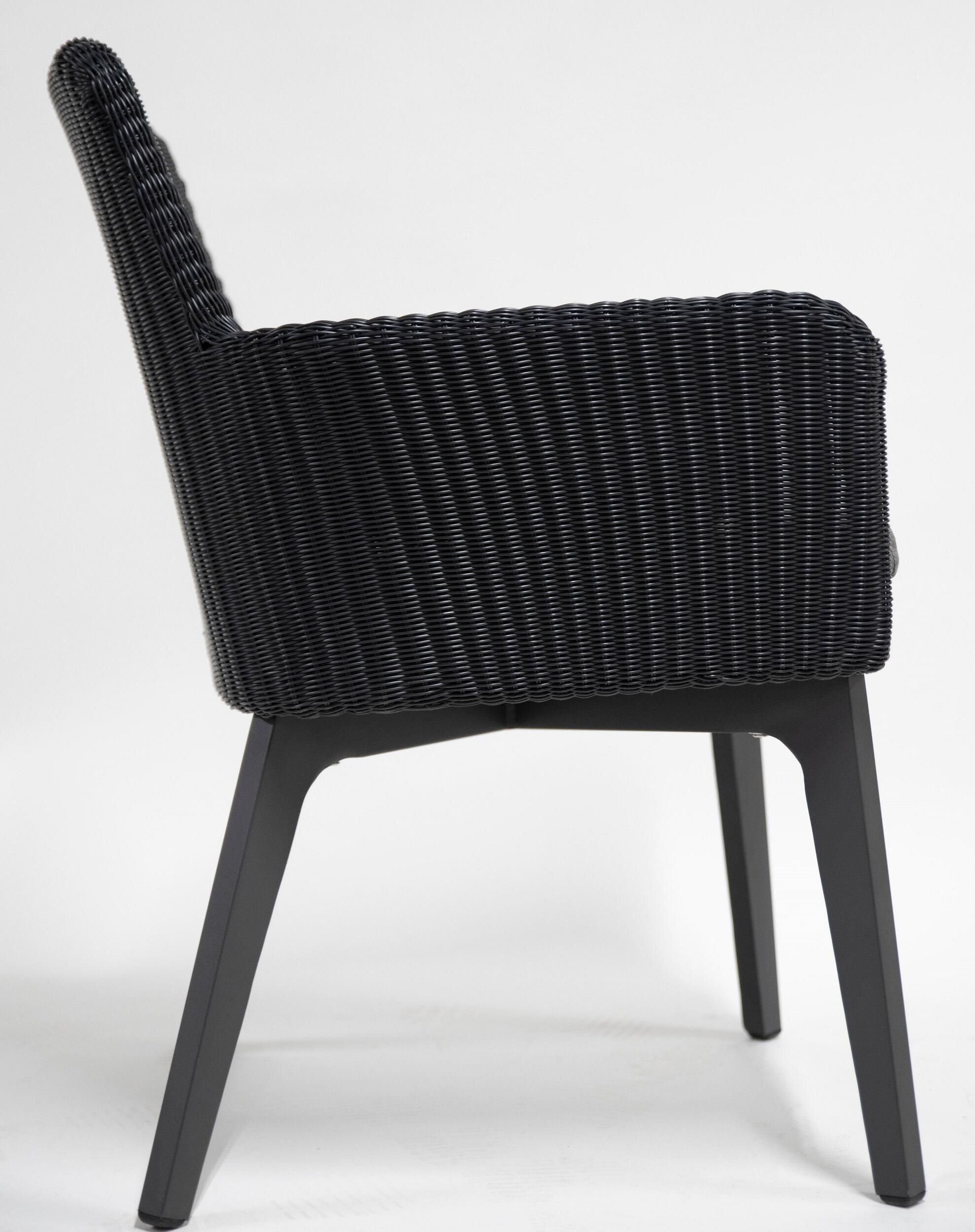 dark grey rattan patio garden dining chair aluminium legs