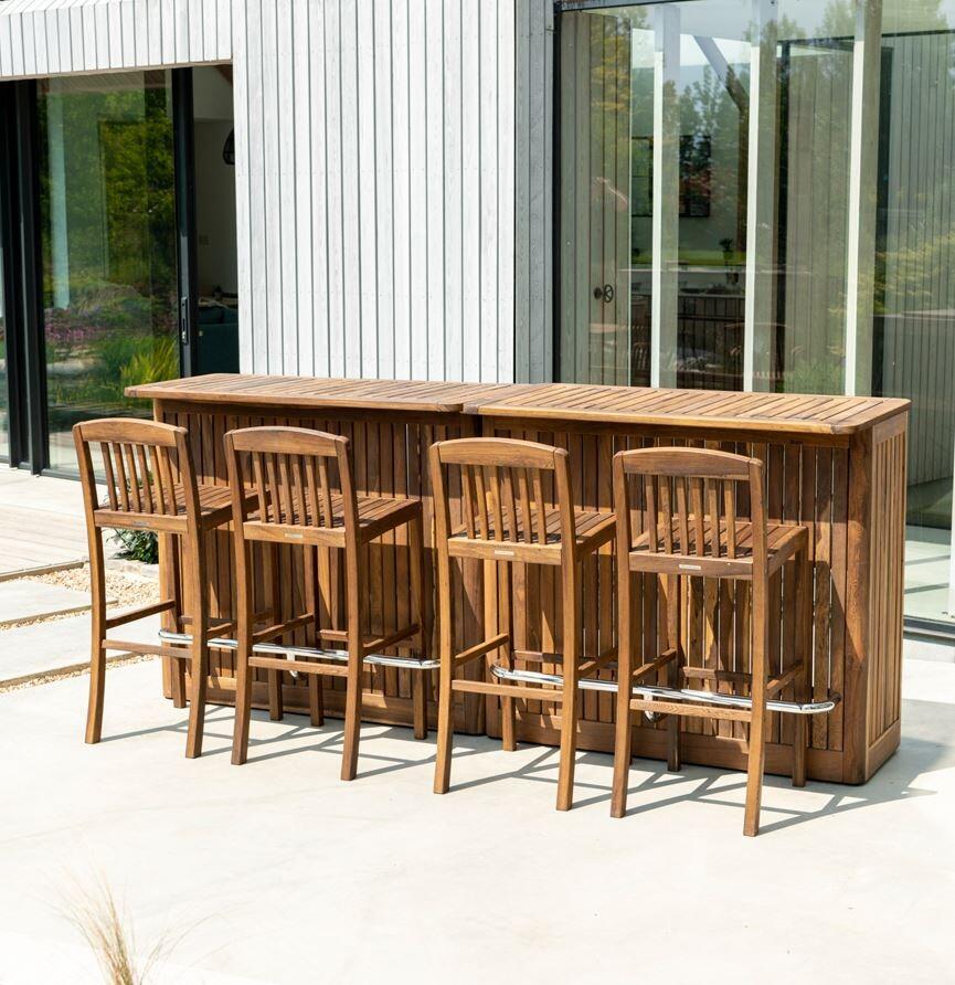 garden patio bar set with high bar stools chairs acacia hardwood