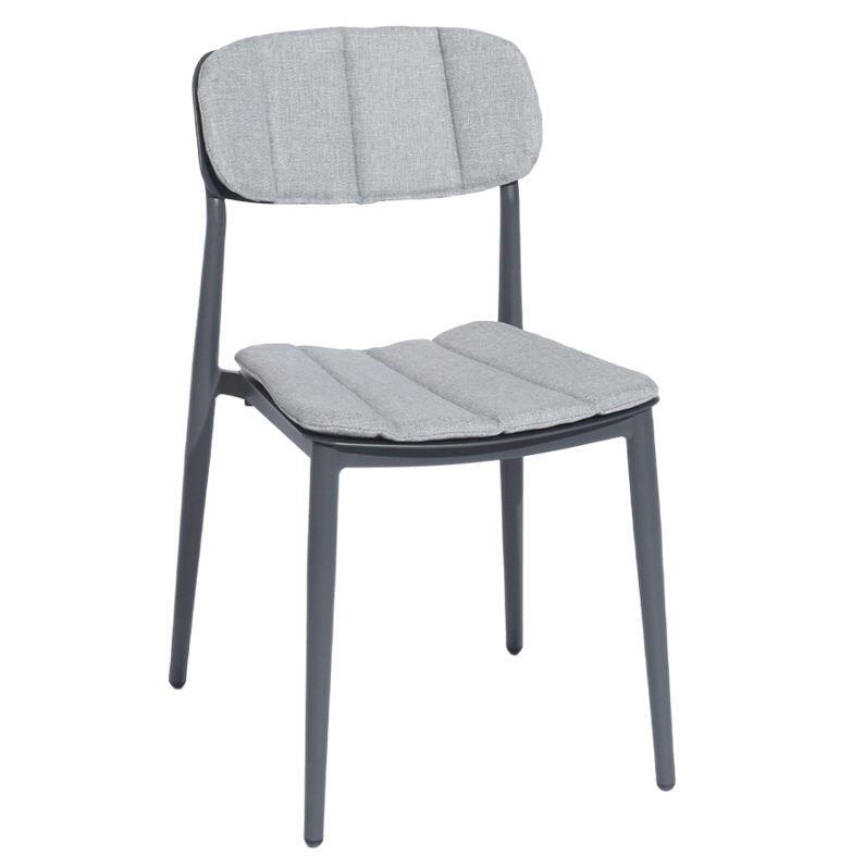 grey garden dining chair armchair modern metal all weather cushions cut out rimini