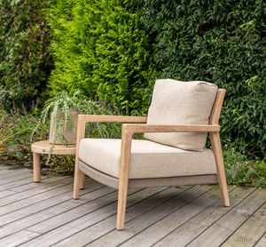 teak garden armchairs with coffee table all weather rope weave and cushions