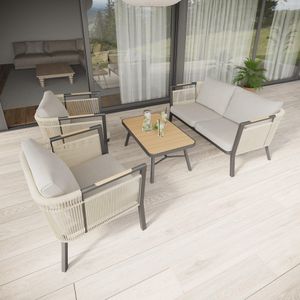 modern garden lounge sofa armchairs set bali alexander rose cream all weather rope weave and grey aluminium