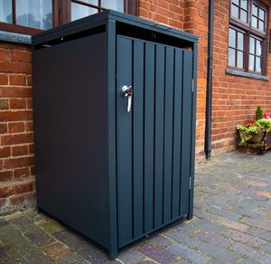 grey galvanised steel single wheelie bin cover garden outdoor use