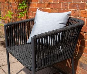 all weather rope weave grey garden patio dining chair with scatter cushion