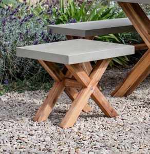 burford acacia hardwood wood garden stool seat side table indoor outdoor patio seating