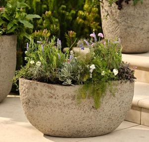 oval aged stone effect patio outdoor garden planter ficonstone modern composite cranford pot