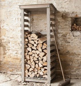 wooden garden log store tall compact modern outdoor wood storage