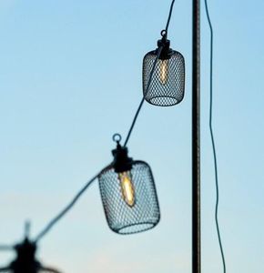 solar led garden string lights festoon chain wire mesh modern outdoor patio lighting
