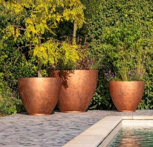 copper pattina large garden planters modern contemporary resin planting huge oversized all weather