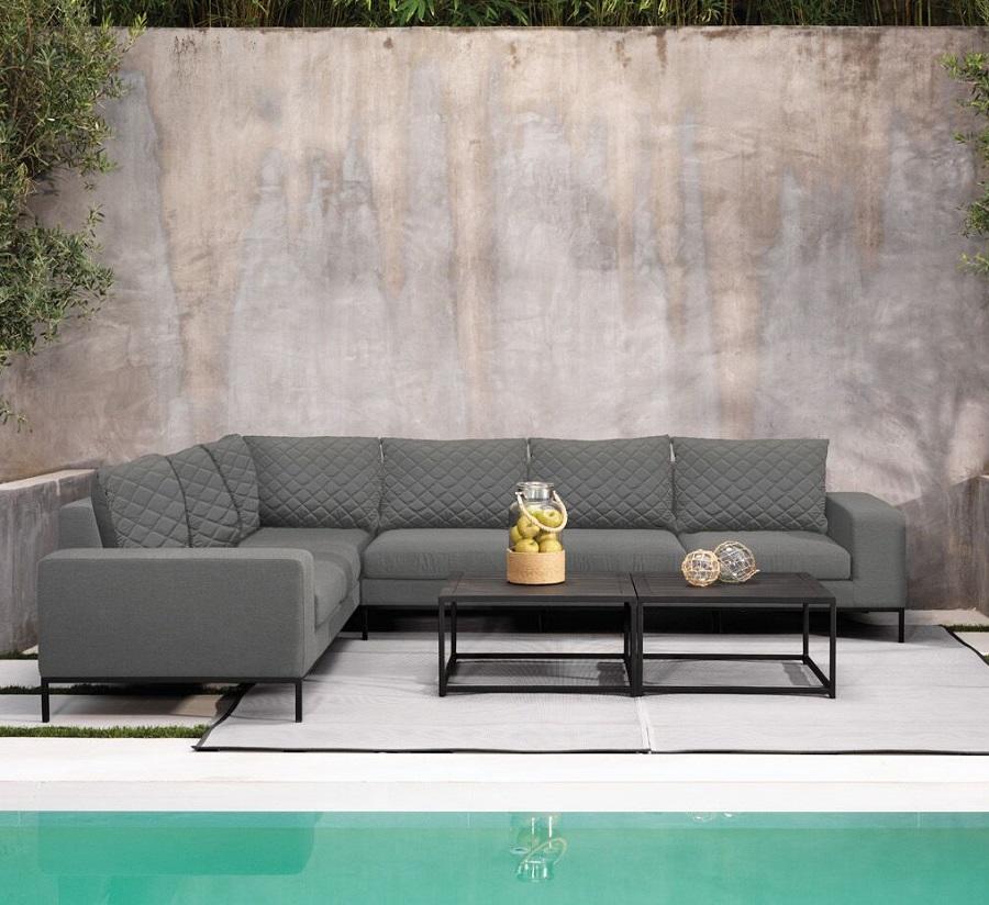 close up garden fabric sofa modular weatherproof grey