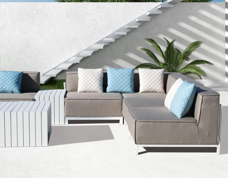 taupe garden lounge sofa corner modular all weather fabric set