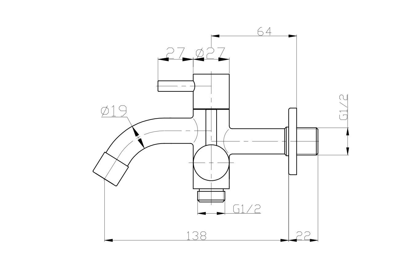 dimensions of stainless steel garden wall tap